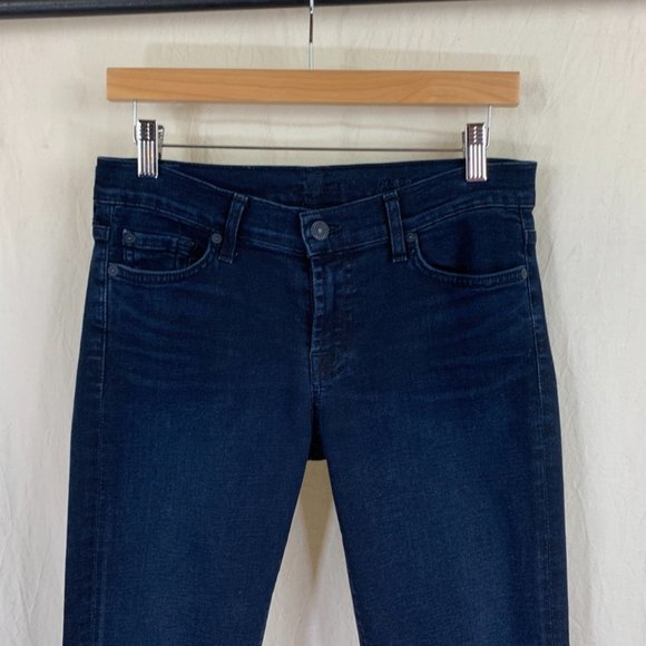 7 For All Mankind Gwenevere Skinny Jean in Dark Blue Denim Wash - Picture 5 of 8